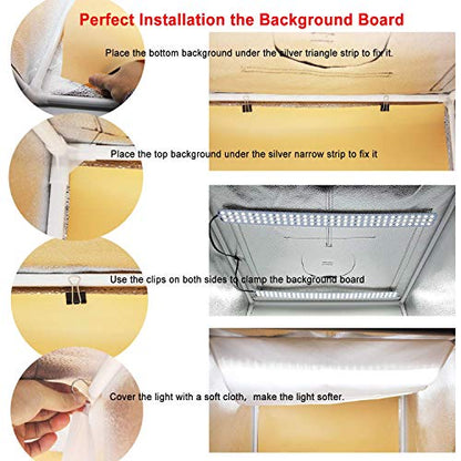 Photo Light Box Photography 24"x24"x24" Tabletop Dimmable LED Cube Shooting Tent Kit for White Studio Box Product Photographic Lighting Tents with PVC Backdrops and Mini Tripod - size: 24x24x24 INCH