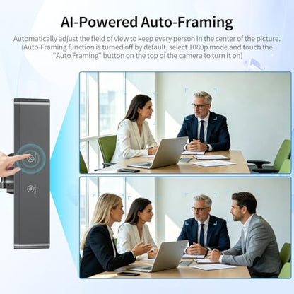 TOALLIN 3-in-1 4K Webcam with Mics and Speaker, AI Tracking & Framing, 5X Zoom, WDR/HDR, All-in-One Conference Camera for Meetings, Streaming, Video Calls