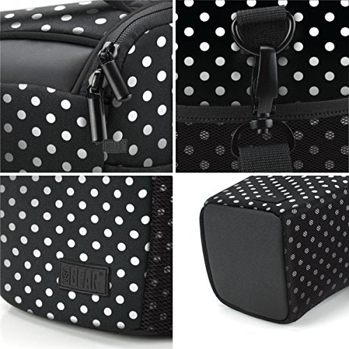 USA Gear DSLR Camera Case for Men and Women with Top Loading Accessibility, Adjustable Shoulder, Small Camera Sling Bag, Padded Handle - Camera Holster Bag for Nikon, Canon, Panasonic (Polka Dot) - color: Polka Dot