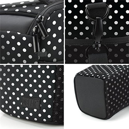 USA Gear DSLR Camera Case for Men and Women with Top Loading Accessibility, Adjustable Shoulder, Small Camera Sling Bag, Padded Handle - Camera Holster Bag for Nikon, Canon, Panasonic (Polka Dot) - color: Polka Dot