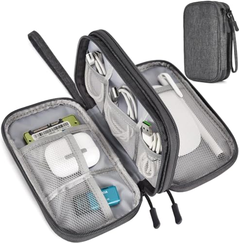Electronic Organizer Travel Cable Accessories Bag, Electronic Organizer Case, Waterproof Electronic Accessories Organizer Bag for Power Bank, Charging Cords, USB Cable (Dark Gray) - color: Double Layer - Dark Gray