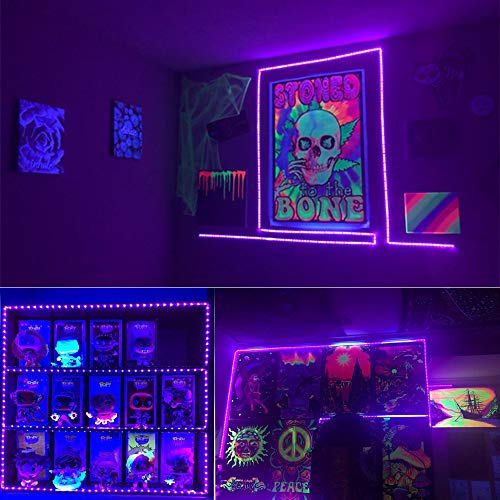 5V USB Purple 395-400nm LED Strip USB Powered 13.12ft/4M 240LEDs Flexible SMD2835 Black Light No-Waterproof IP20 LED Tape Lights (2pcs x 6.6ft) - color: Purple