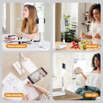 4smarts Phone Tripod Recording with LED Light, 360° Rotatable, Portable & Extendable Stand for 3.5-6.9” Smartphones, Wireless Rechargeable, Ideal for Beauty Content & Live Streaming