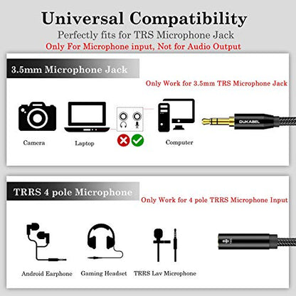 DUKABEL DC3 TRRS to TRS Adaptor, 3.5mm 4 Pole to 3 Pole Adapter, TRRS Female to TRS Male 4-Pole Mic-Supported Adapter for Camera, PC, TRRS Lav Microphones. - size: TRRS Female to TRS Male