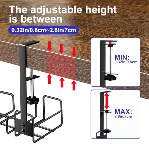 OneLeaf Under Desk Cable Management Tray - No Drill Wire Management Rack for Office, Computer Desk Accessories with Cable Organization - size: 1 Pack - Medium