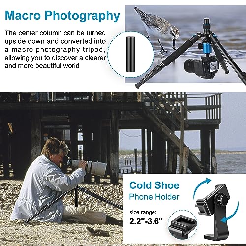 JOILCAN Tripod for Camera, 81" Aluminum Camera Tripod, 83" DSLR Tripods & Monopods, Heavy Duty Travel Tripod for Binoculars Spotting Scope Telescope, Max Load 35lb - color: Blue