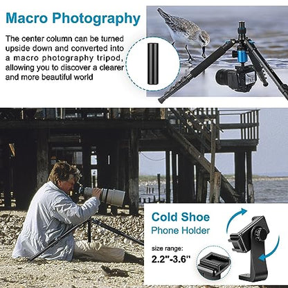 JOILCAN Tripod for Camera, 81" Aluminum Camera Tripod, 83" DSLR Tripods & Monopods, Heavy Duty Travel Tripod for Binoculars Spotting Scope Telescope, Max Load 35lb - color: Blue