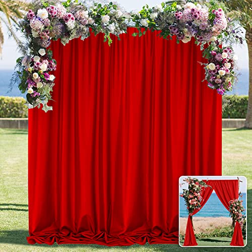 10ft x 8ft Red Backdrop Curtains for Party Valentine's Day Arch Stage Wedding Ceremony Curtains Fabric Photography Backdrop for Baby Showers Rod Pocket Home Decoration, 5ft x 8ft, 2 Panels - color: Red, size: 5ft x 8ft (2 Panels)