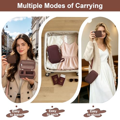 Canboc Case for Panasonic LUMIX ZS99 Point and Shoot Camera, Hard Carrying Case + ZS99/ TZ99 Soft Silicone Protective Cover with Removable Lens Cover, Brown (Case Only) - color: Brown