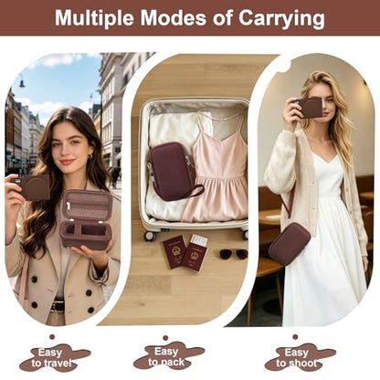 Canboc Case for Panasonic LUMIX ZS99 Point and Shoot Camera, Hard Carrying Case + ZS99/ TZ99 Soft Silicone Protective Cover with Removable Lens Cover, Brown (Case Only) - color: Brown