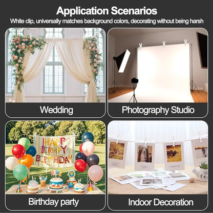 EMART 6 Pack Heavy Duty Spring Clamps, 4.5 inch Plastic Photo Booth Backdrop Clips Clamps for Backdrop Stand, Photography Studio, Photoshoot, Woodworking, Balloon Arch, Crafts, Pool Cover-White