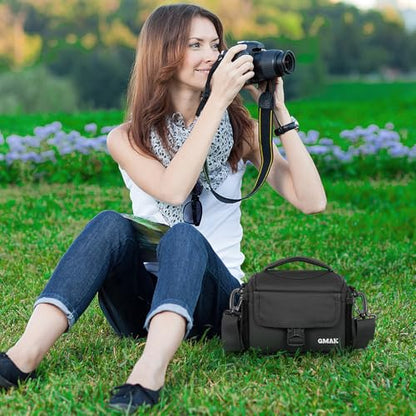 Camera Carrying Bag, Anti-Shock Camera Case Bag with Water-resistant Rain Cover Compatible for Canon EOS R50 M50 Powershot SX540 SX70, Nikon Coolpix L340 B700 P610, Panasonic LUMIX, Sony a6100 a6400 - color: Black, size: Small