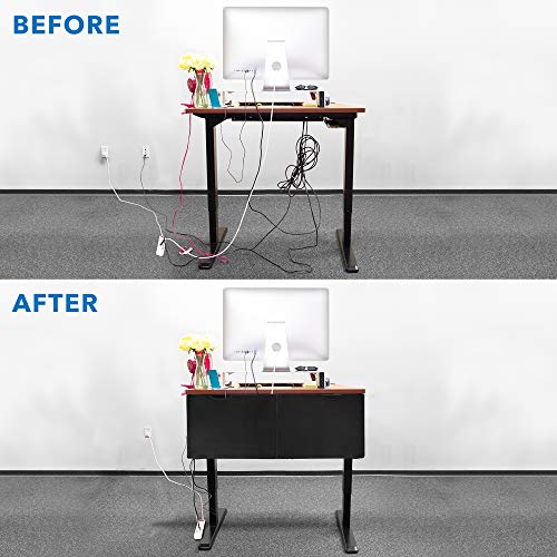Mount-It! Under Desk Privacy Panel for Sit Stand Workstations [41 Inches Wide], with Cable Management and Organizer Pockets, Modesty Desk Skirt for Home and Office (Black) - size: 41 Inches