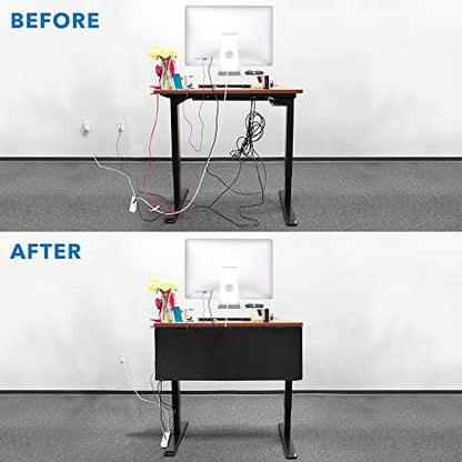 Mount-It! Under Desk Privacy Panel for Sit Stand Workstations [41 Inches Wide], with Cable Management and Organizer Pockets, Modesty Desk Skirt for Home and Office (Black) - size: 41 Inches
