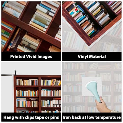 AOFOTO 6x6ft Bookshelf Background Bookcase Photography Backdrop School Library Book Store Kid Boy Girl Student Teen Portrait Office Zoom Meeting Photoshoot Studio Props Video Drape Seamless Wallpaper - size: 6x6ft