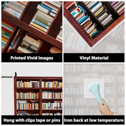 AOFOTO 3x5ft Bookshelf Background Bookcase Photography Backdrop for Video Recording Library Book Store Adult Student Portrait Meeting Video Call Conference Photo Studio Props Vinyl Drape Wallpaper - size: 3x5ft