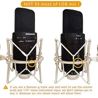 Microphone Shock Mount Mic Holder - Anti Vibration Spider Shockmount Compatible with Many Condenser Mics Like AT2020 MXL 770 MXL 990 Samson C01 Rode Procaster NT1-A Neumann U87 etc. - color: silver