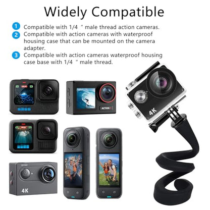 Flexible Camera Mount Compatible with GoPro Hero 13 12 11 10 9/AKASO EK7000/Brave 4/Insta360 X5/ ODDV/DJI Action 5 Pro Camera, Gooseneck Phone Holder for 2.32-3.93'' Phone, 16.5Inch (42CM), 1Pack