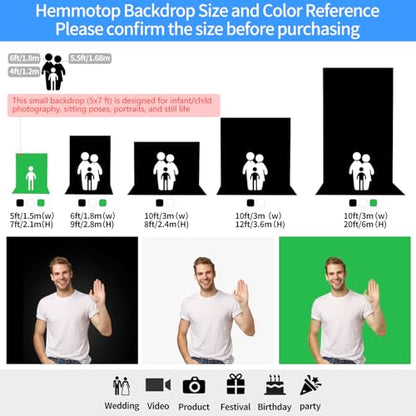 Hemmotop Chromakey Green Screen Backdrop 5x7ft | Pure Green Polyester, Perfect for Streamig YouTube Gaming Zoom, Convenient Rod Pocket, Steam Iron Removes Creases, Washable - color: Green, size: 5x7ft