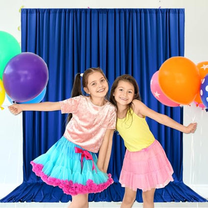 10ft x 7ft Blue Backdrop Curtains for Parties, Fabric Satin Background Curtain with Rod Pockets for Weddings, Birthday, Baby Shower, Photography, Graduation Party Backdrop Drapes, 2 Panels - color: Blue