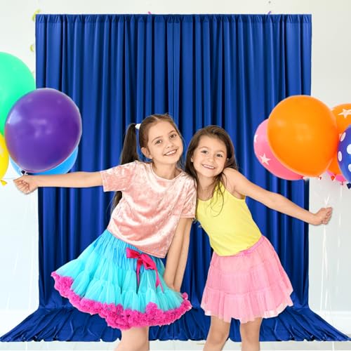 10ft x 10ft Blue Backdrop Curtains for Parties, Fabric Satin Background Curtain with Rod Pockets for Weddings, Birthday, Baby Shower, Photography, Graduation Party Backdrop Drapes, 2 Panels - color: Blue