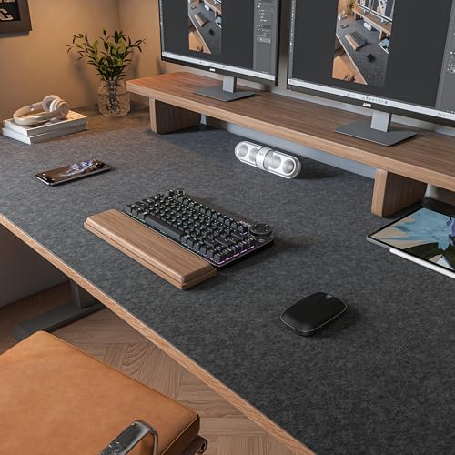 Large Felt Desk Mat,47.2"x 23.6",Non-Slip Desk Pad for Office and Home,120x60cm Full Table Mouse Pad,Keyboard Mats for Desk,Desktop Protection(Dark Gray) - color: Dark Gray, size: 47.2" x 23.6"