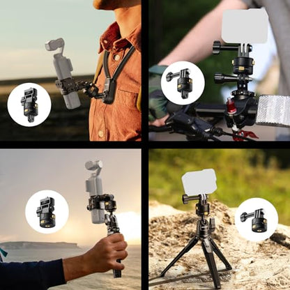 Neewer 6 in 1 Action Camera Mount Kit, Compatible with Hero 13 12 11 Max DJI Osmo Action Insta360, Metal Magnetic Quick Release Mount with 1/4" Thread & Folding Fingers for POV Shots, GP-23 - style: GP-23