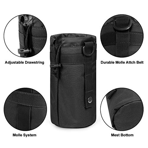 3 Pack Molle Pouch Combo Water Bottle Pouch Holder Tactical Molle Pouches Compact Utility Waist Bag Pack - color: Combo D:Black