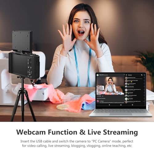 4K Digital Camera for Photography, 64MP Vlogging Camera for YouTube with 3" 180° Flip Screen, 18X Digital Zoom Point and Shoot Camara with 32GB Micro SD Card for Beginner (Black) - color: YL15-W08-C-Black
