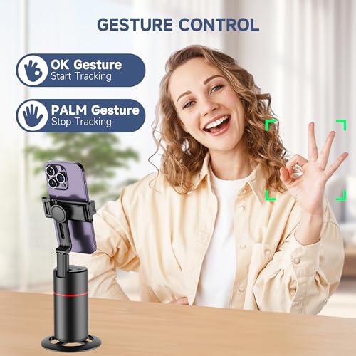Auto Face Tracking Tripod, No App, Smart Shooting Phone Holder with Remote, 360° Rotation Body Phone Camera Mount with Phone Holder Body Smart Tracking Tripod for Vlog/TIK Tok - color: Black