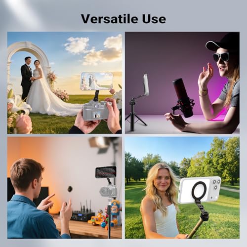 NEEWER Magnetic Tripod Phone Mount Cold Shoe Adapter, Aluminum Compact Lightweight Portable Phone Holder Attachment for Camera, Compatible with MagSafe iPhone Samsung Android Video Recording, CA163