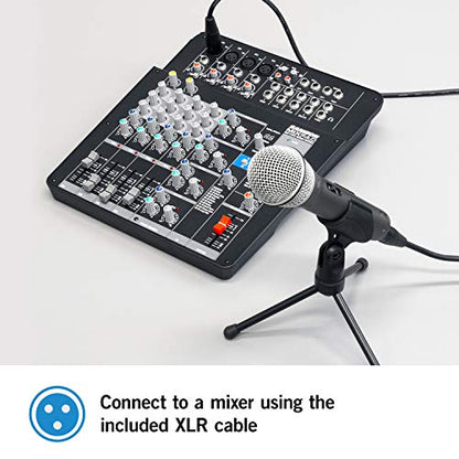 Samson Technologies Q2U USB/XLR Dynamic Microphone Recording and Podcasting Pack (Includes Mic Clip, Desktop Stand, Windscreen and Cables), silver (Renewed)