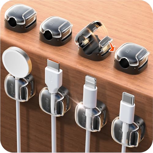 Cable Clips,8 Pack Cord Holder Cord Organizer [1s Lock & Strongest Adhesive] Spring Cord Clips Phone Charger Wire Desk Cable Management Nightstand Home Office School Decor Women Cute Desk Black - color: Black, size: 8 Pack