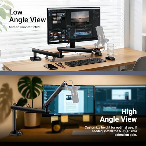 NEEWER Low Profile Mic Boom Arm Desk Mount, Microphone Boom Arm with 360° Ball Head & Cable Management Channels, 1/4" 3/8" 5/8" Threads for Podcast Streaming Gaming Recording, Max Load 3.3 lb, MS007 - style: MS007