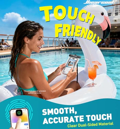 Hiearcool Waterproof Phone Pouch, Waterproof Phone Case with Crossbody Lanyard Compatible for iPhone 17 16 15 14 13 Pro Max Up to 8.9", Cellphone Dry Bag Travel Essentials for Beach -Clear-2Pack - color: 2 Clear
