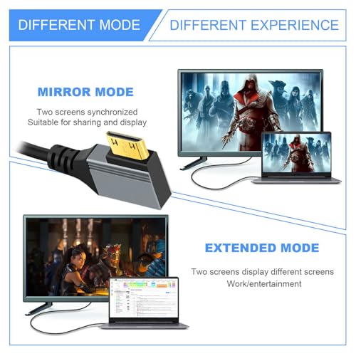Cable Mini HDMI 2.1 Male to HDMI Male 8K 60hz Stretch Coiled Cable Right Angled 90 Degree for HDTV Computer Laptop Monitor - style: Mini HDMIRight Angled