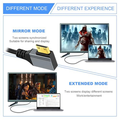 Cable Mini HDMI 2.1 Male to HDMI Male 8K 60hz Stretch Coiled Cable Right Angled 90 Degree for HDTV Computer Laptop Monitor - style: Mini HDMIRight Angled
