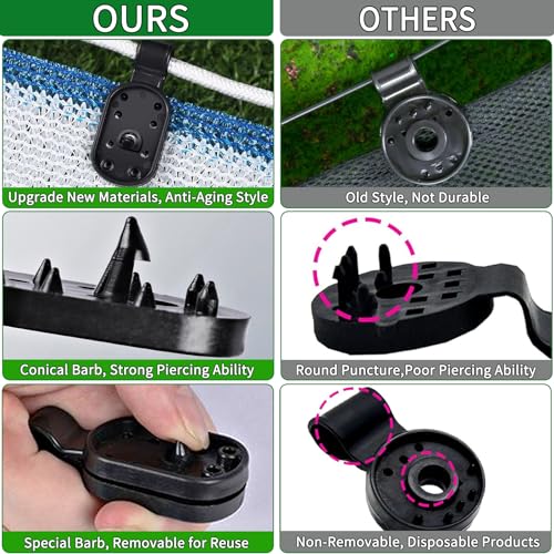 200Pcs Shade Cloth Clips, Black Plastic Heavy Duty Sun Shade Clips for Sun Shade Net, Gardening Shade Cloth, Anti Bird Netting, Removable & Reusable Windproof Awning Clamp (Black-200PCS) - color: Black-200pcs