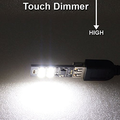 Yitee 5pcs LED Circuit Boards USB Light Keychain Super Bright 6 LEDs Mini USB Light Lamp with Smart Touch Electrodeless Dimming Switch for Laptop Keyboard Light(Warm White), Qty:5