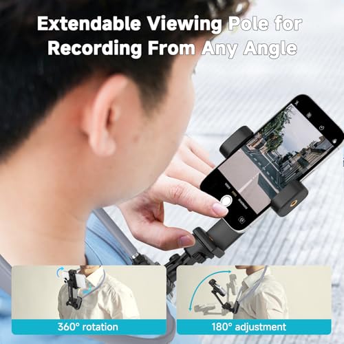 Upgraded 65cm Neck Phone Holder Recording with Anti-Shake Strap - POV/Vlog Neck Tripod Mount Hands-Free Filming, Universal for iPhone, Samsung Google Pixel, All Smartphones and Action Camera