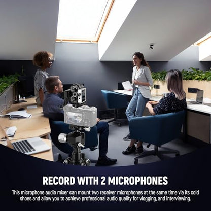 NEEWER MM01 Dual Channel Microphone Audio Mixer Adapter with 3.5mm TRS Cable, Stereo/Mono Switch, Cold Shoe Mounts for DSLR Camera, Smartphones, Battery Powered Microphones for Video Recording - style: MM01