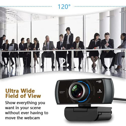 NexiGo N980P 1080P 60FPS Webcam with Microphone and Software Control, USB Computer Camera, Built-in Dual Noise Reduction Mics, 120° Wide-Angle for Zoom/Skype/FaceTime/Teams, PC Mac Laptop Desktop - style: Webcam 60FPS