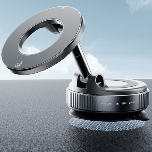 REOKILY 2026 Upgraded Suction Cup Phone Mount Nano Gel 360° Vacuum Magnetic Car Phone Holders for Your Car 110LBS Reinforced Mount for MagSafe Gym/Mirror for iPhone & Android - color: Self-Adheisve-Silverblack