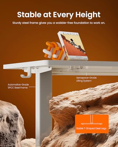 ErGear Height Adjustable Electric Standing Desk, 44 x 24 Inches Sit Stand up Desk, Memory Computer Home Office Desk, White - color: White, size: 43.3 X 23.6 Inches