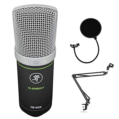 Mackie EM-Series, Large Diaphragm USB Condenser Microphone with Headphone Output and Mute (EM-91CU+), Black - size: USB, style: Large Diaphragm Condenser Plus