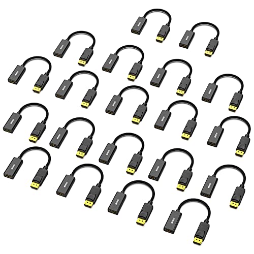 BENFEI 4K DisplayPort to HDMI Adapter 20 Pack, Uni-Directional DP 1.2 Computer to HDMI 1.4 Screen Gold-Plated DP Display Port to HDMI Adapter (Male to Female) Compatible with Lenovo Dell HP Passive - color: Black, style: 4K 30Hz-20 Pack