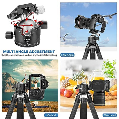 CAVIX Tripod Ball Head with 1/4" Arca Swiss Quick Release Plate Aluminium Tripod Ball Head Mount Large Ball - color: HB46A
