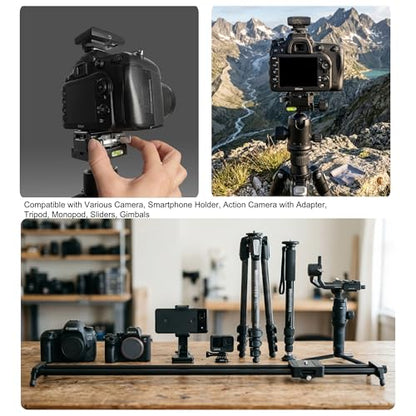 Quick Release Plate System, Aluminum Alloy Arca-Swiss Compatible Base and Top Plate with 1/4" & 3/8" Mounts for DSLR, Tripod, Gimbal, and Slider (11lbs Load Capacity)