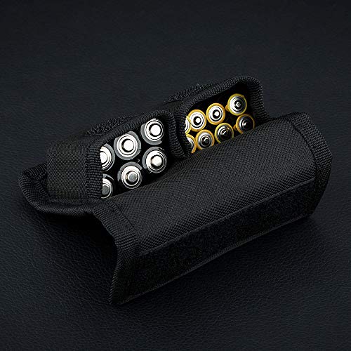 DSLR Battery and Memory Card Holder Pouch (3 Pockets) - Camera SD CF XQD Card Storage Case for AA, LP-E6, LP-E10, LP-E12, LP-E17, EN-EL14, EN-EL15, NP-FW50, NP-F550, NP-FZ100 Batteries - size: 2 Battery Slots + 1 Zipped Pockets
