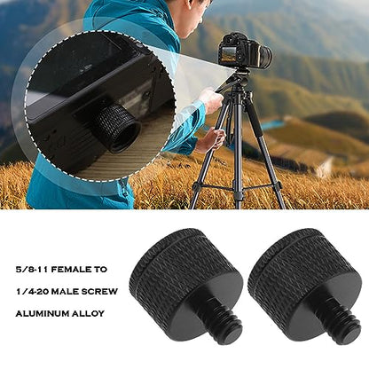 Create idea 2Pcs 5/8"-11 Female to 1/4"-20 Male Screw Reducer Aluminum Alloy Screw Adapter Studs Accessories for Camera Webcams Mic Stand